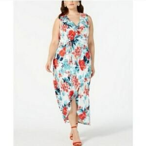 Love Squared Floral Ruffled Hi Low Maxi Dress 1X